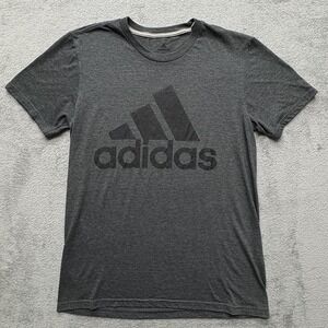 Adidas Shirt Mens Small Gray Climalite Go-To Logo‎ Workout Athletic Tee Training